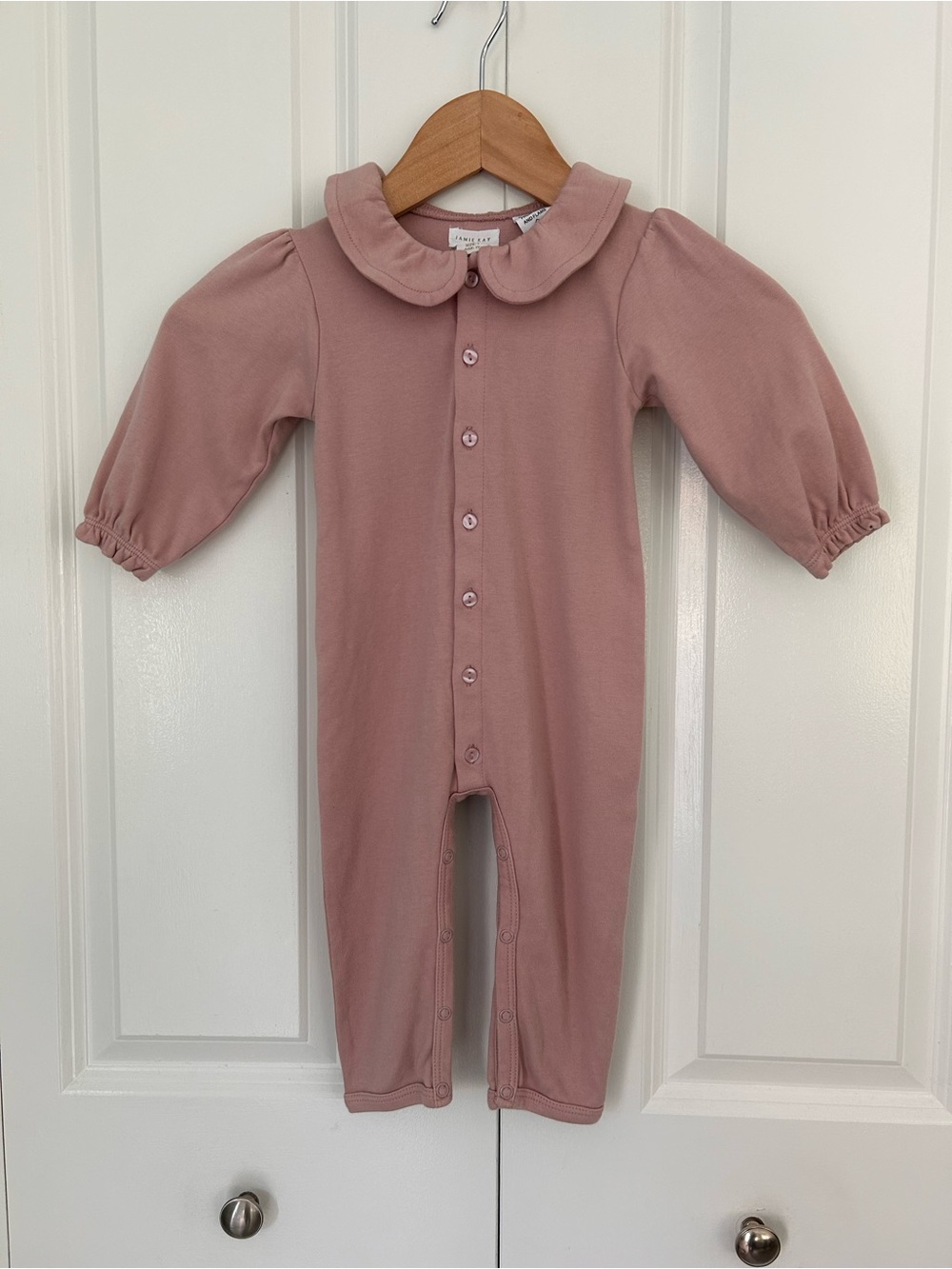 Jamie Kay organic cotton Jilly one piece mauve shadow collared frilly romper 1yr